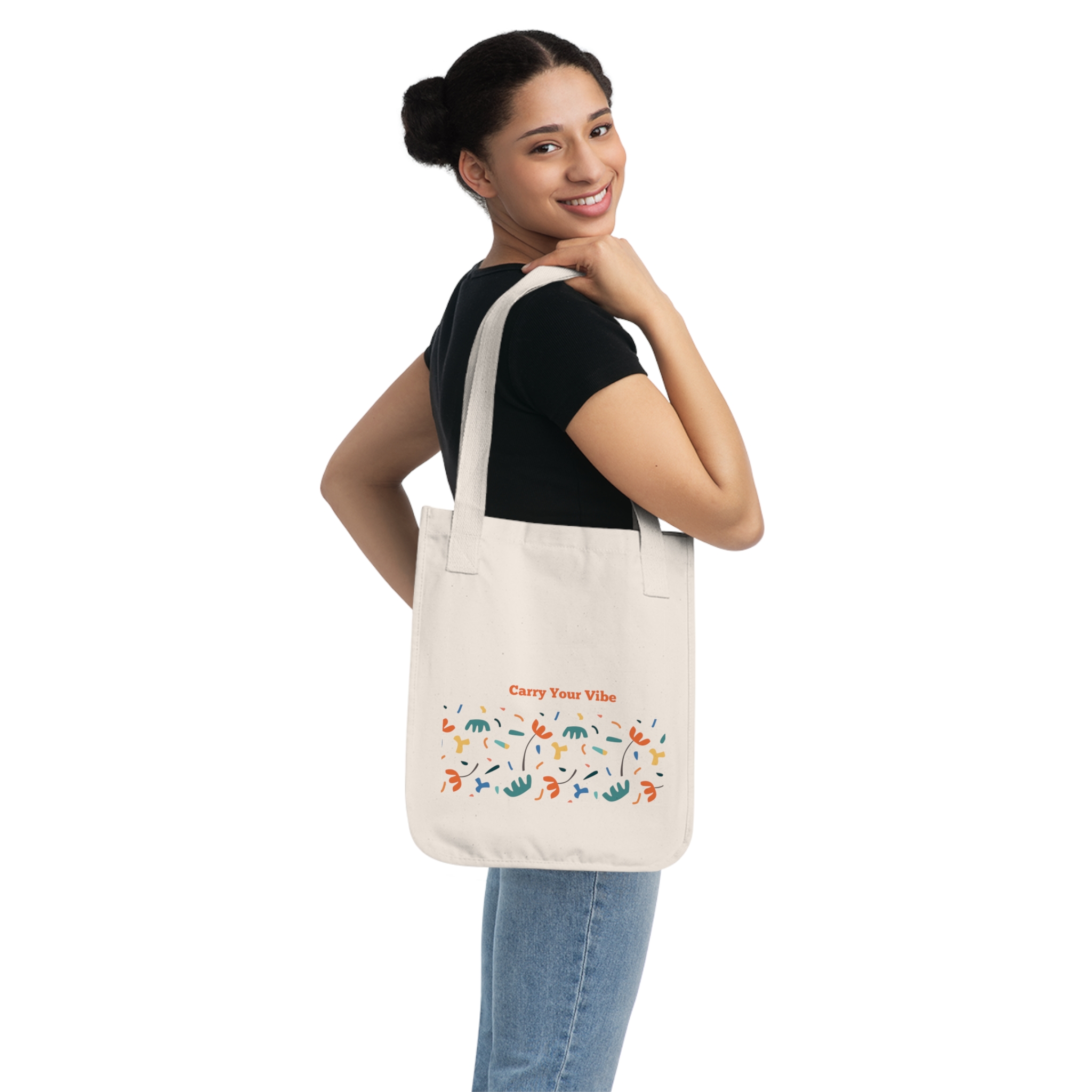 Organic Canvas Tote Bag with Design - Eco-Friendly Reusable - Image 4