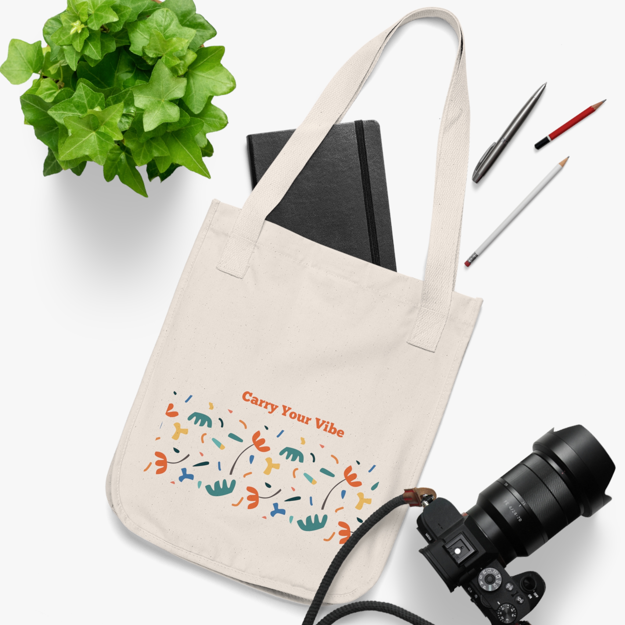 Organic Canvas Tote Bag with Design - Eco-Friendly Reusable - Image 3