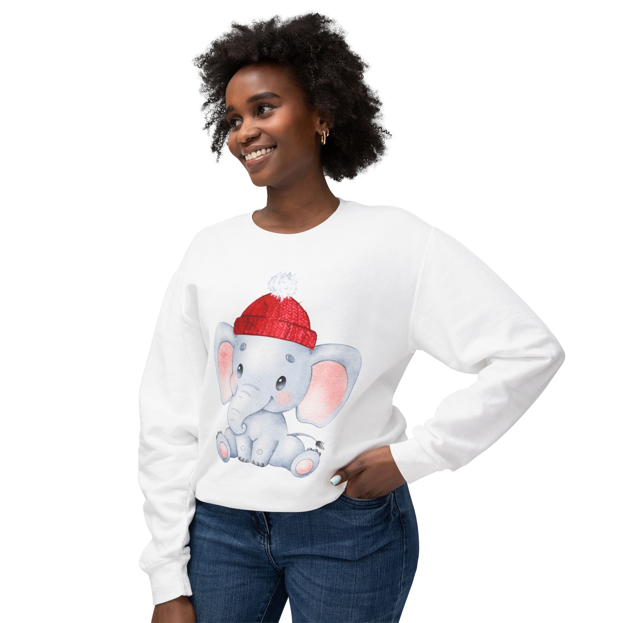 Adorable Elephant Crewneck Sweatshirt, Cute Unisex Sweatshirt, Perfect Gift for Kids, Animal Lover Apparel, Cozy Lightweight Top - Image 3