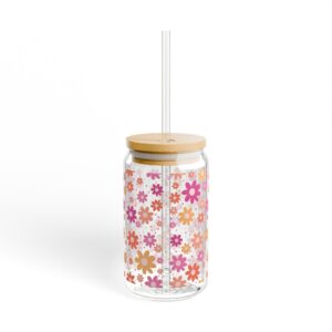 16oz Sipper Glass Tumbler with Bamboo Lid & Straw