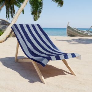 Nautical Blue White Beach Towel