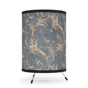 Tripod Lamp - Printed Drum Shade, Blue Gray