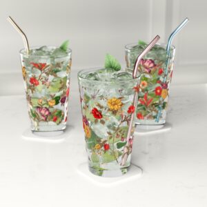 Floral Vintage Pint Glass — Beverage Glass
